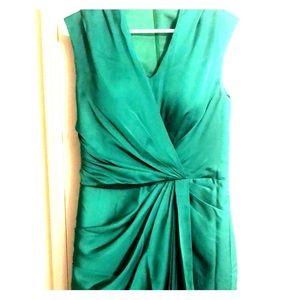 Emerald green silk dress